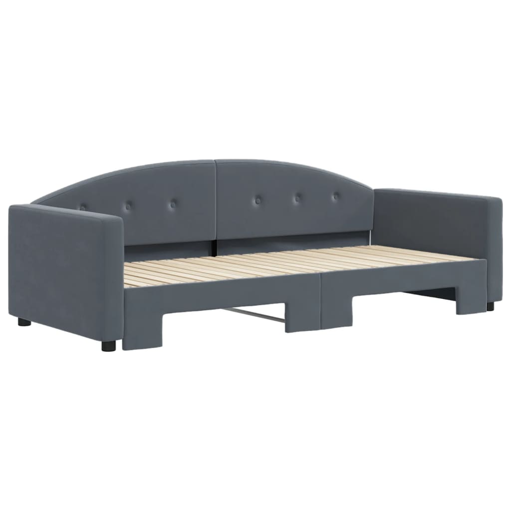 daybed med udtræk 90x200 cm velour mørkegrå