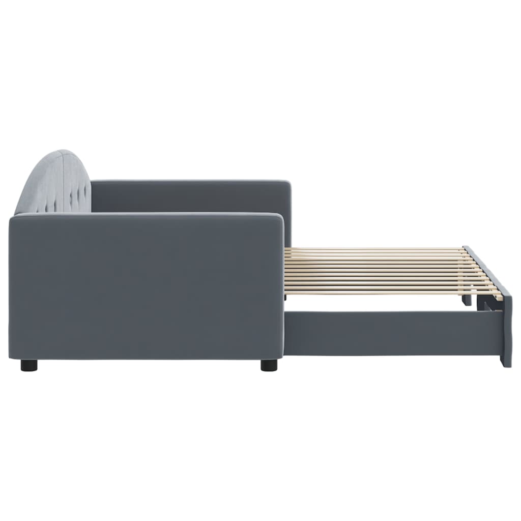 daybed med udtræk 90x200 cm velour mørkegrå