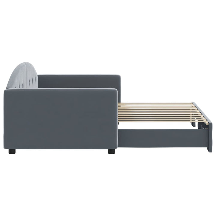 daybed med udtræk 90x200 cm velour mørkegrå