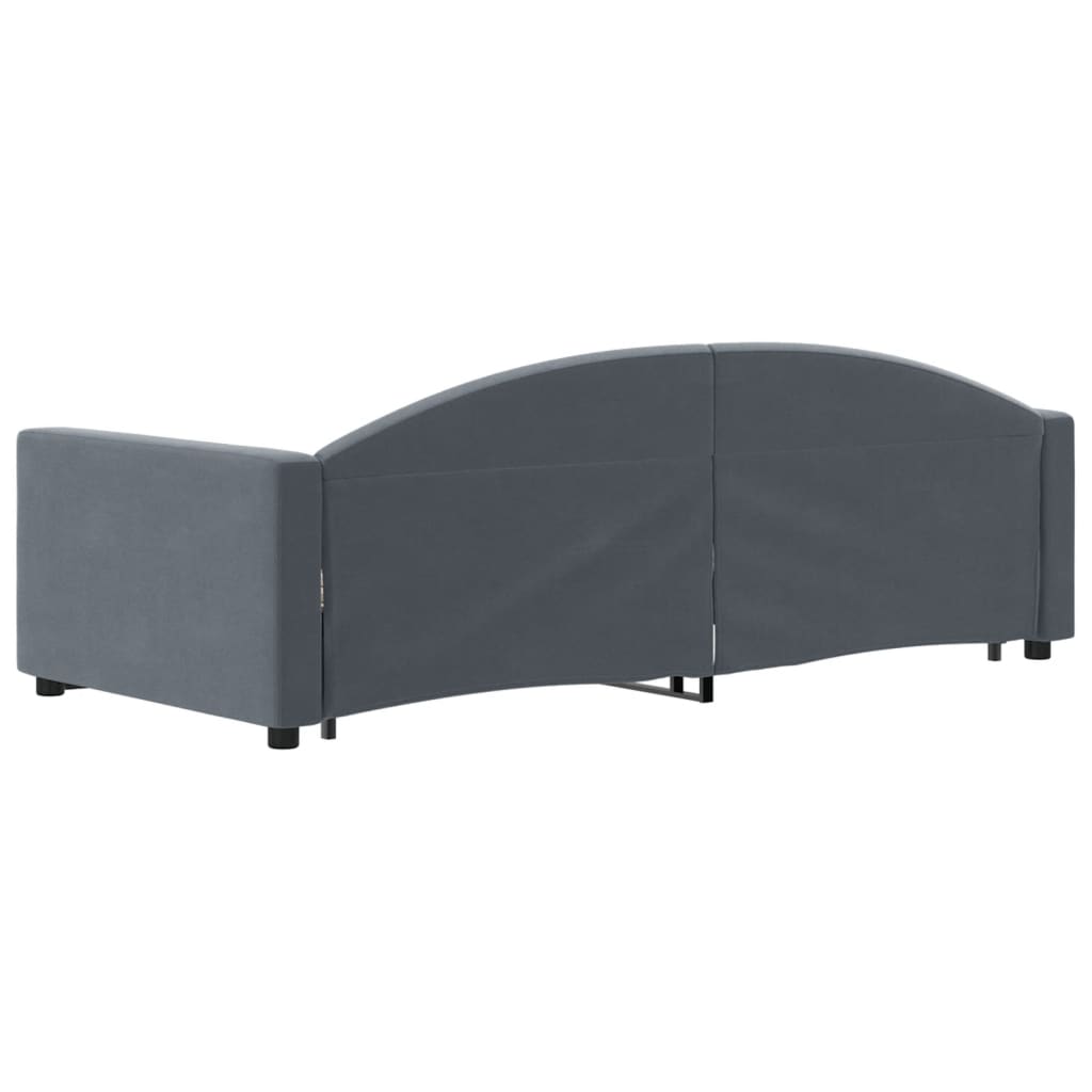 daybed med udtræk 90x200 cm velour mørkegrå