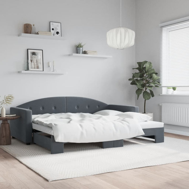 daybed med udtræk 90x200 cm velour mørkegrå