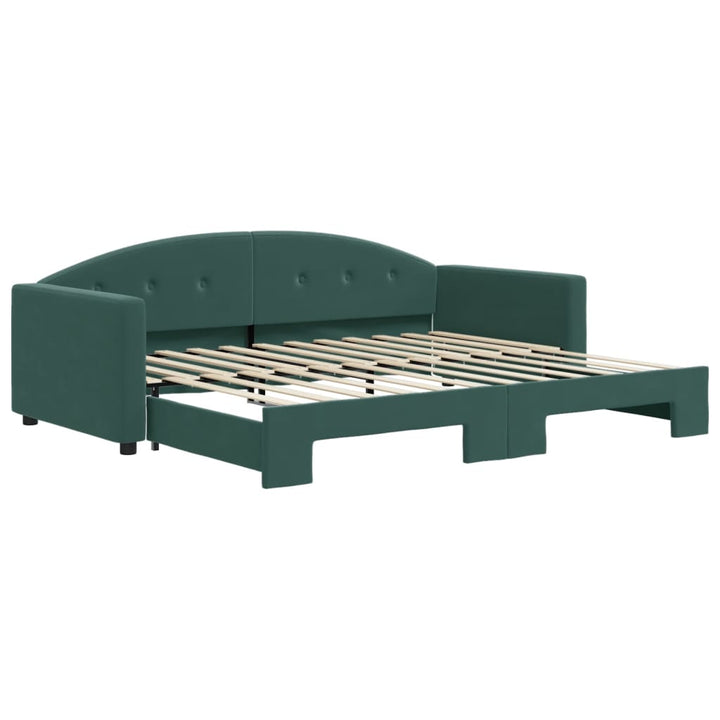 daybed med udtræk 90x200 cm velour mørkegrøn