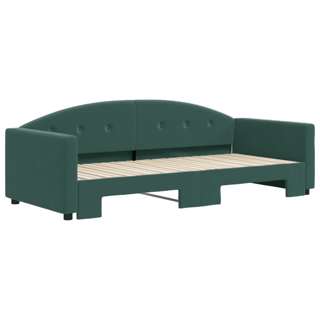 daybed med udtræk 90x200 cm velour mørkegrøn