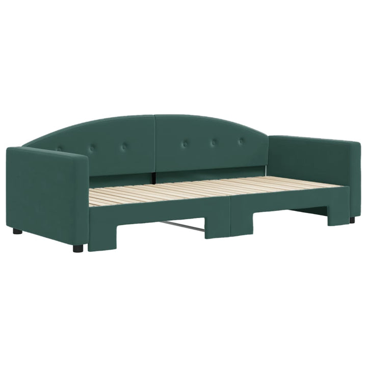 daybed med udtræk 90x200 cm velour mørkegrøn