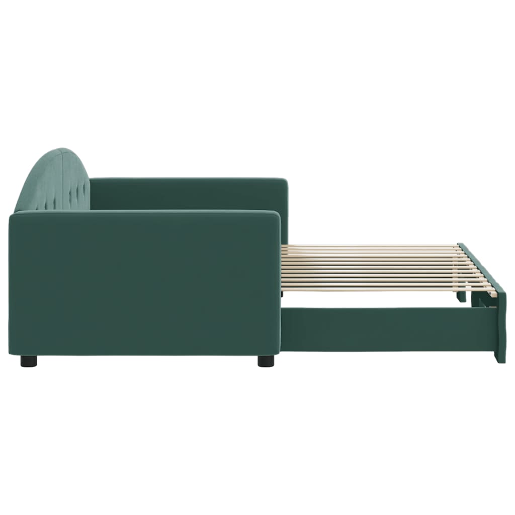 daybed med udtræk 90x200 cm velour mørkegrøn