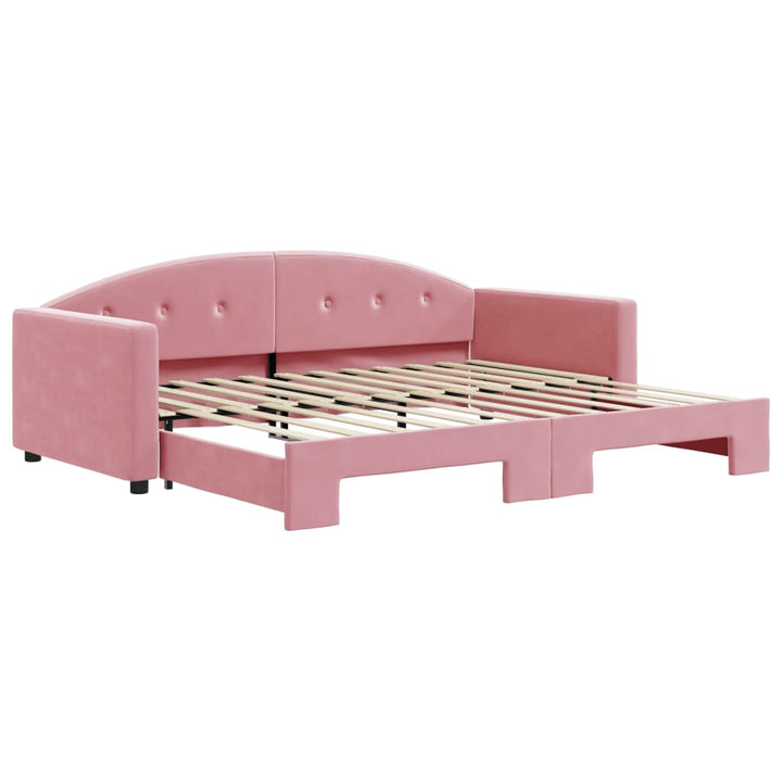 daybed med udtræk 90x200 cm velour lyserød