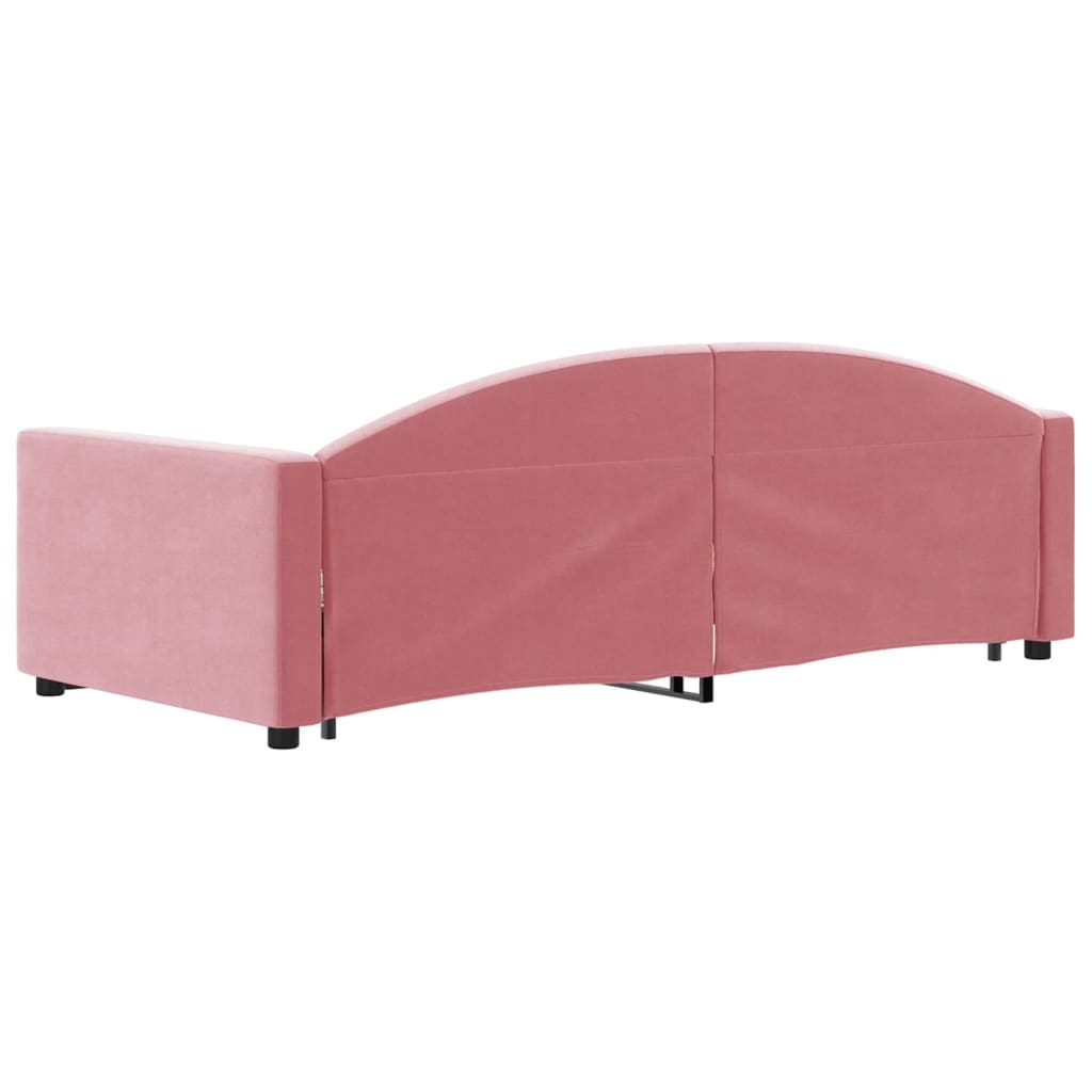 daybed med udtræk 90x200 cm velour lyserød