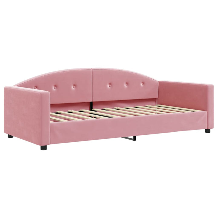 daybed med udtræk 90x200 cm velour lyserød