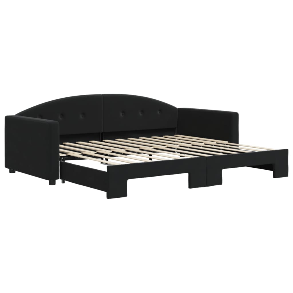daybed med udtræk 90x200 cm velour sort
