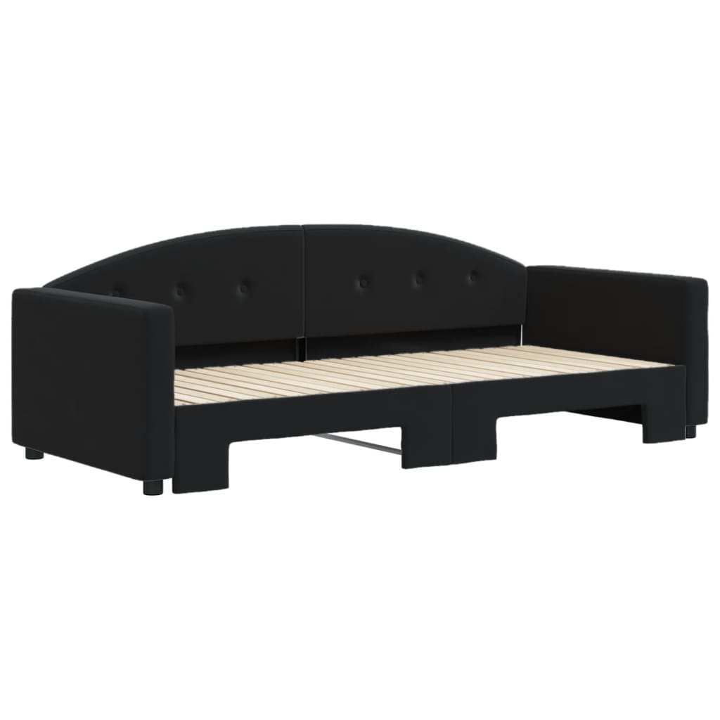 daybed med udtræk 90x200 cm velour sort