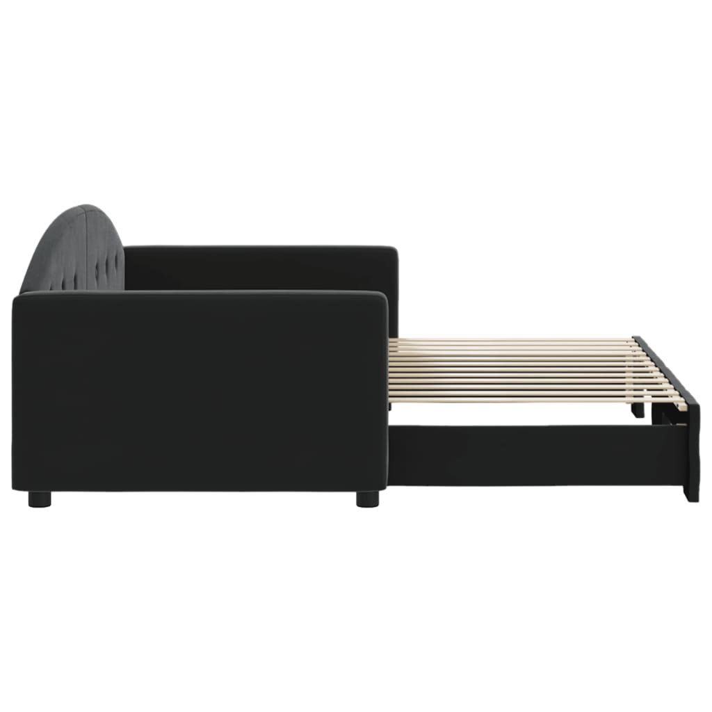 daybed med udtræk 90x200 cm velour sort