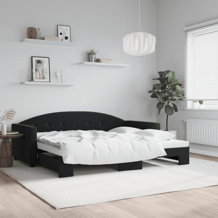 daybed med udtræk 90x200 cm velour sort