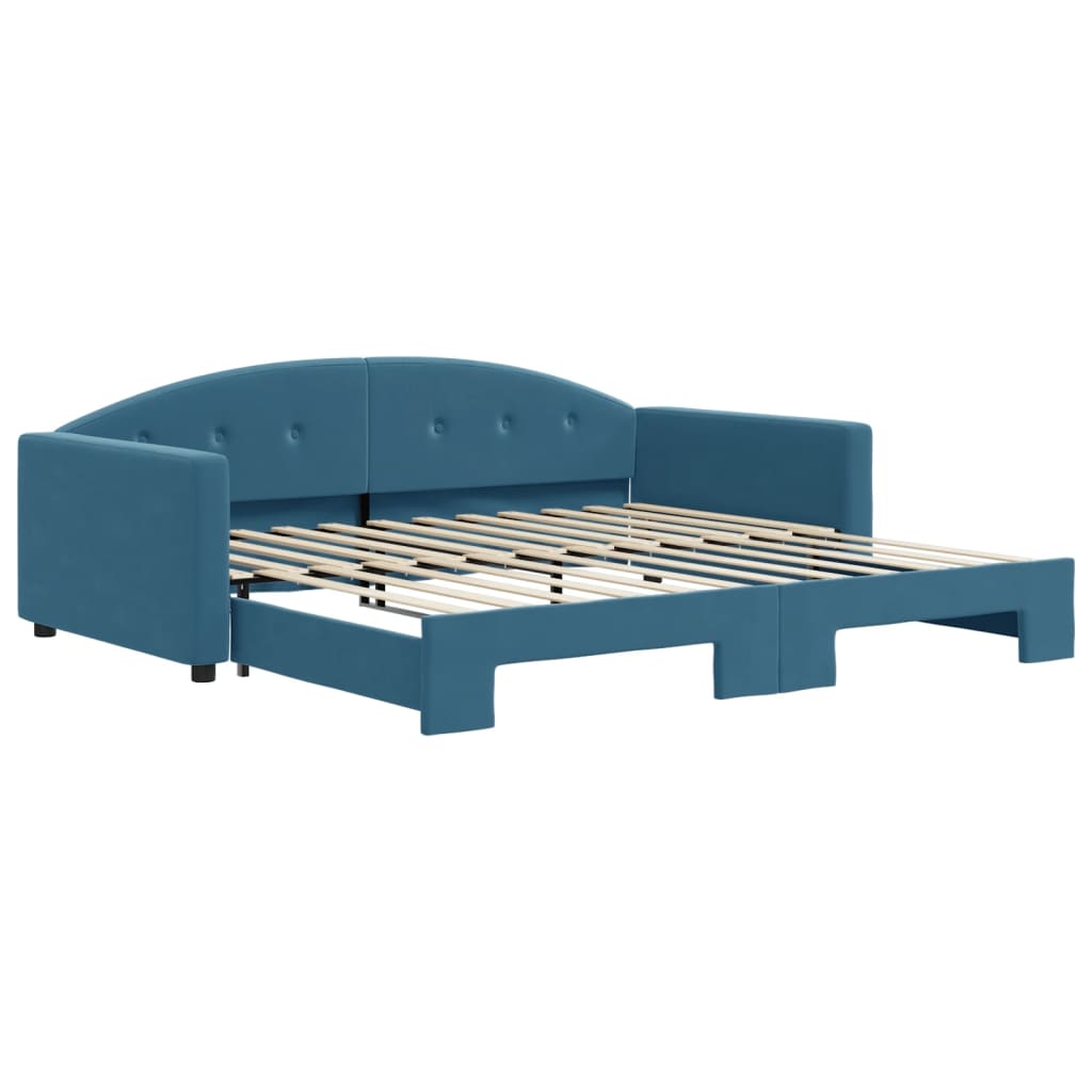 daybed med udtræk 100x200 cm velour blå