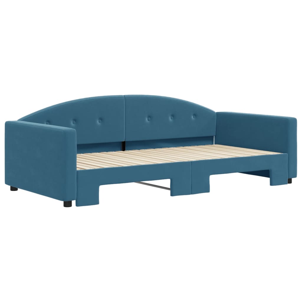 daybed med udtræk 100x200 cm velour blå
