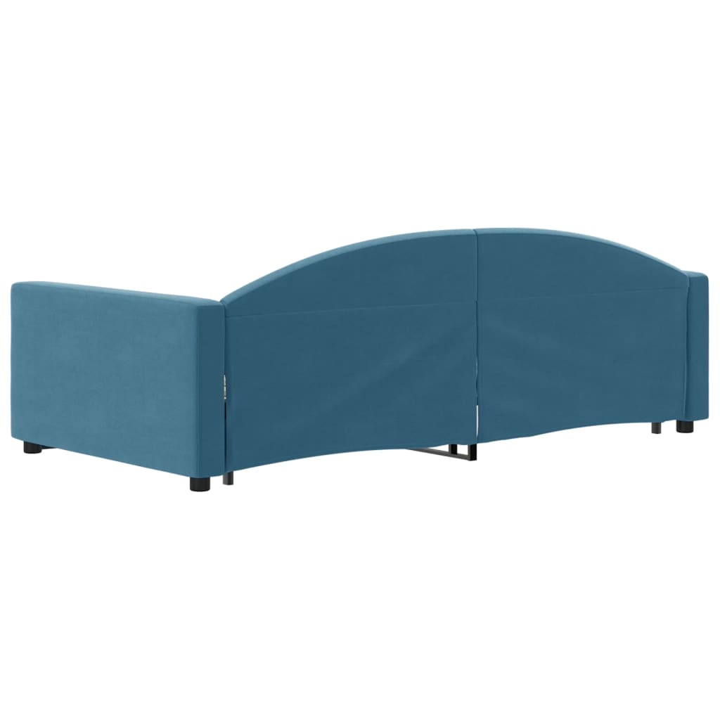 daybed med udtræk 100x200 cm velour blå