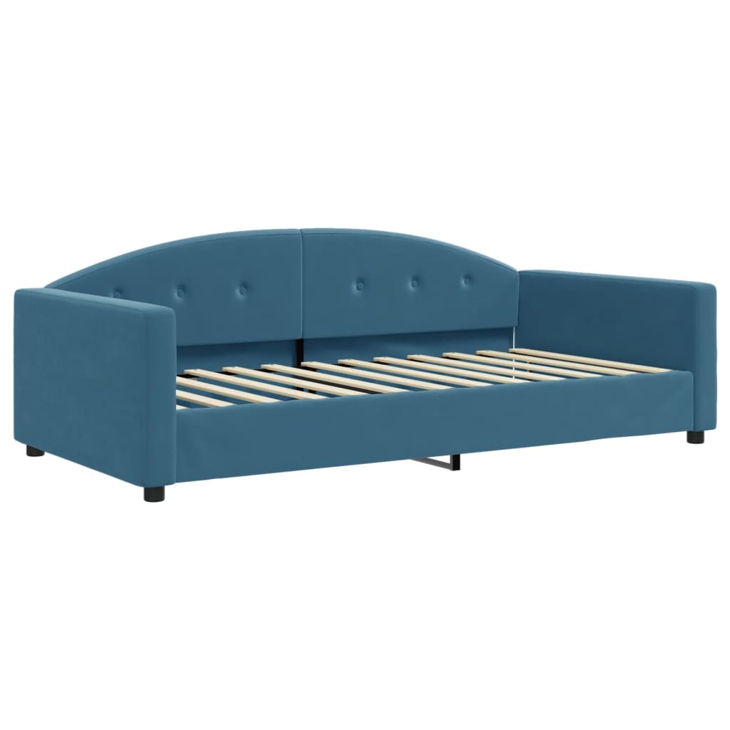 daybed med udtræk 100x200 cm velour blå