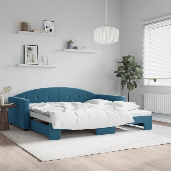 daybed med udtræk 100x200 cm velour blå