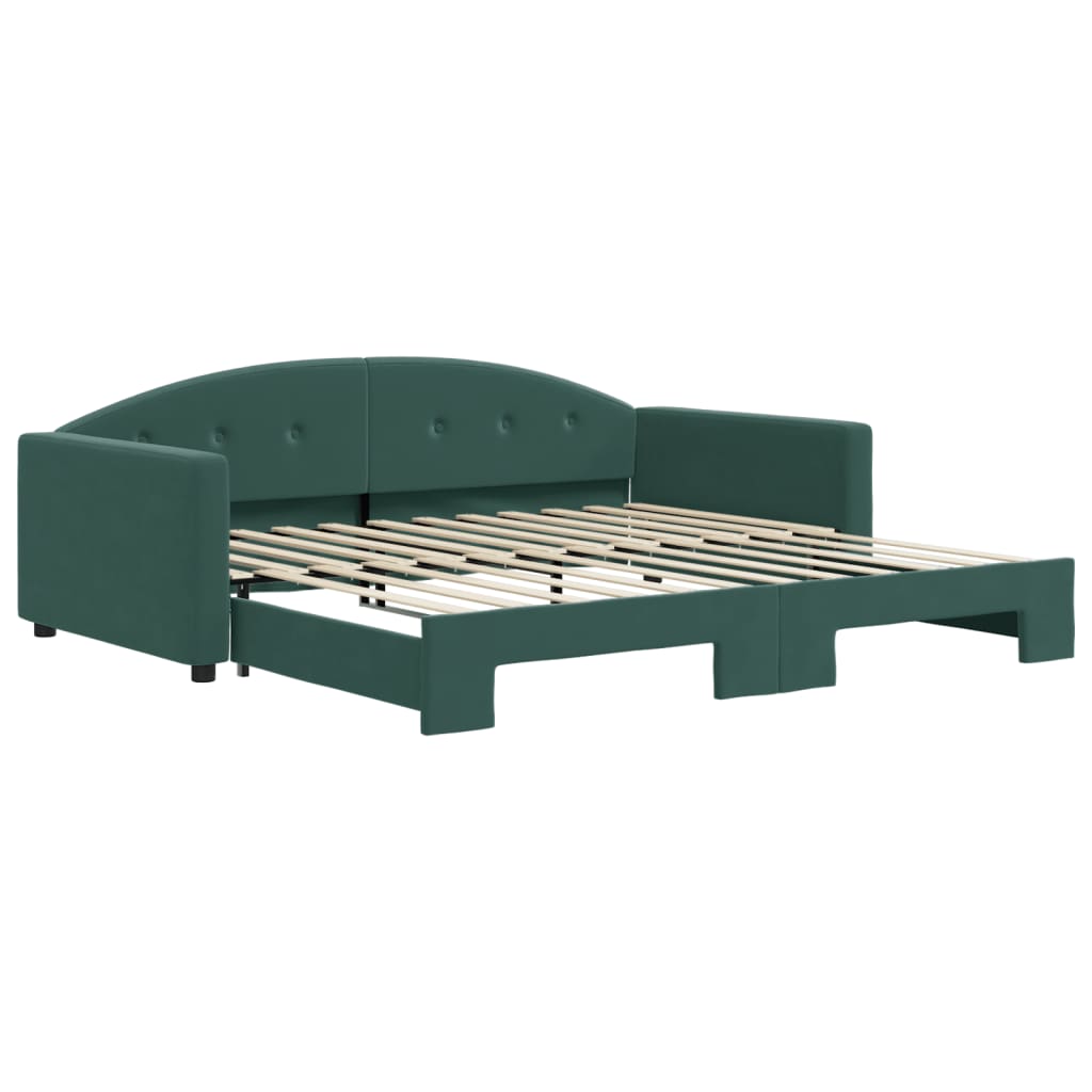daybed med udtræk 100x200 cm velour mørkegrøn