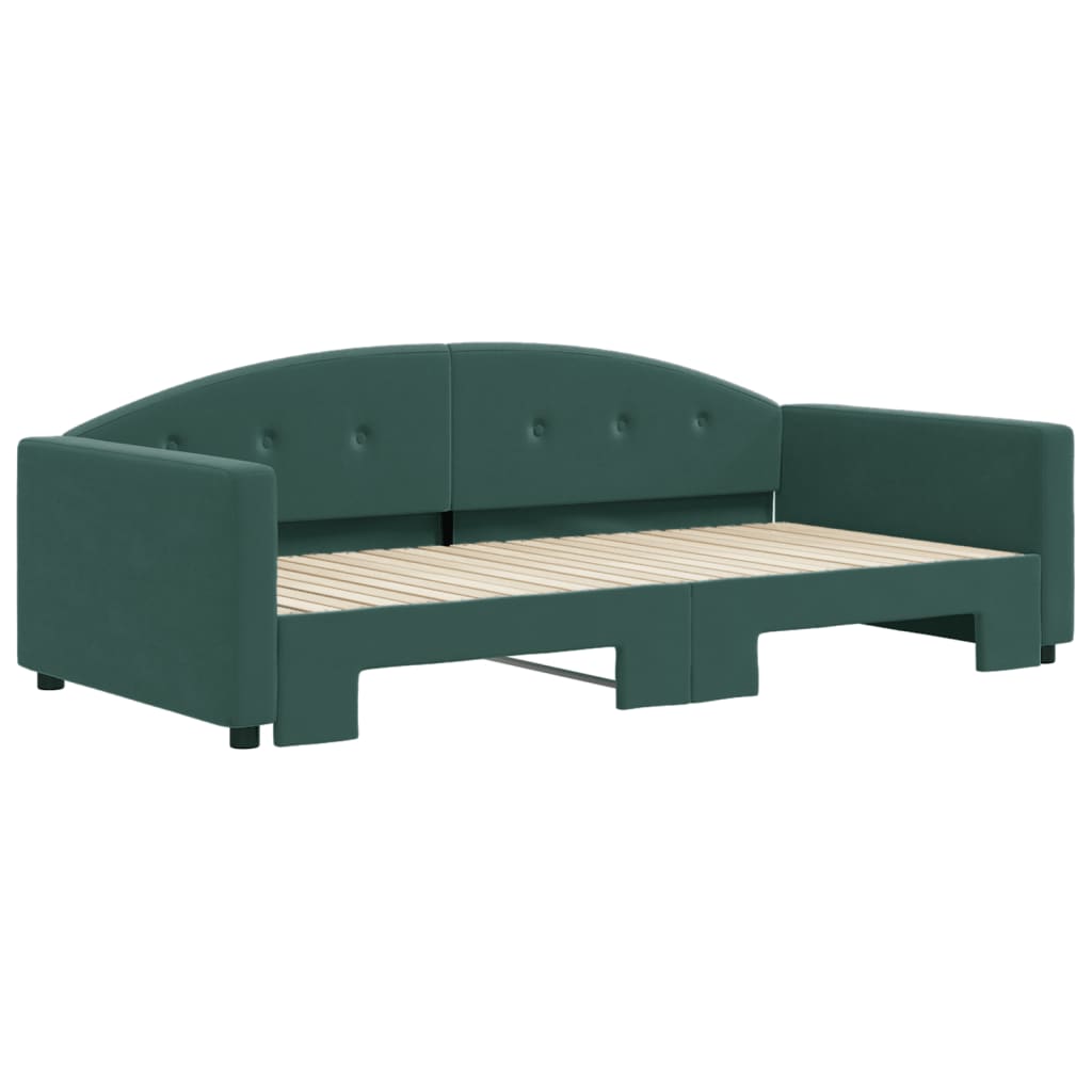 daybed med udtræk 100x200 cm velour mørkegrøn