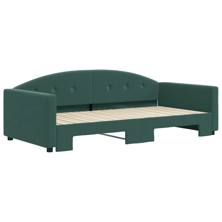 daybed med udtræk 100x200 cm velour mørkegrøn