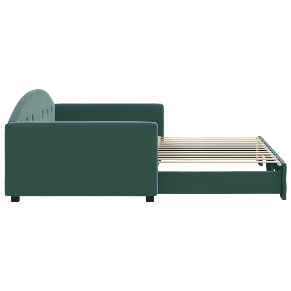 daybed med udtræk 100x200 cm velour mørkegrøn