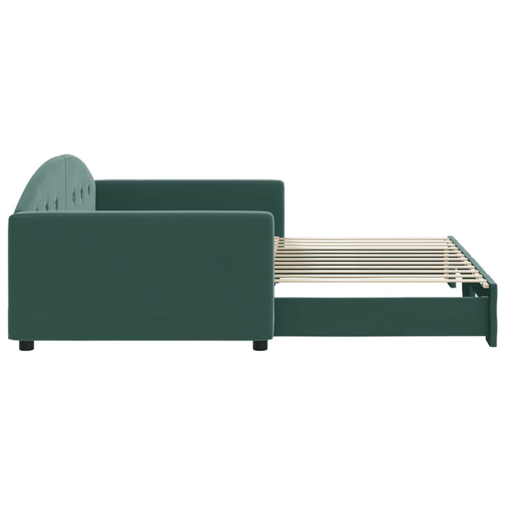 daybed med udtræk 100x200 cm velour mørkegrøn