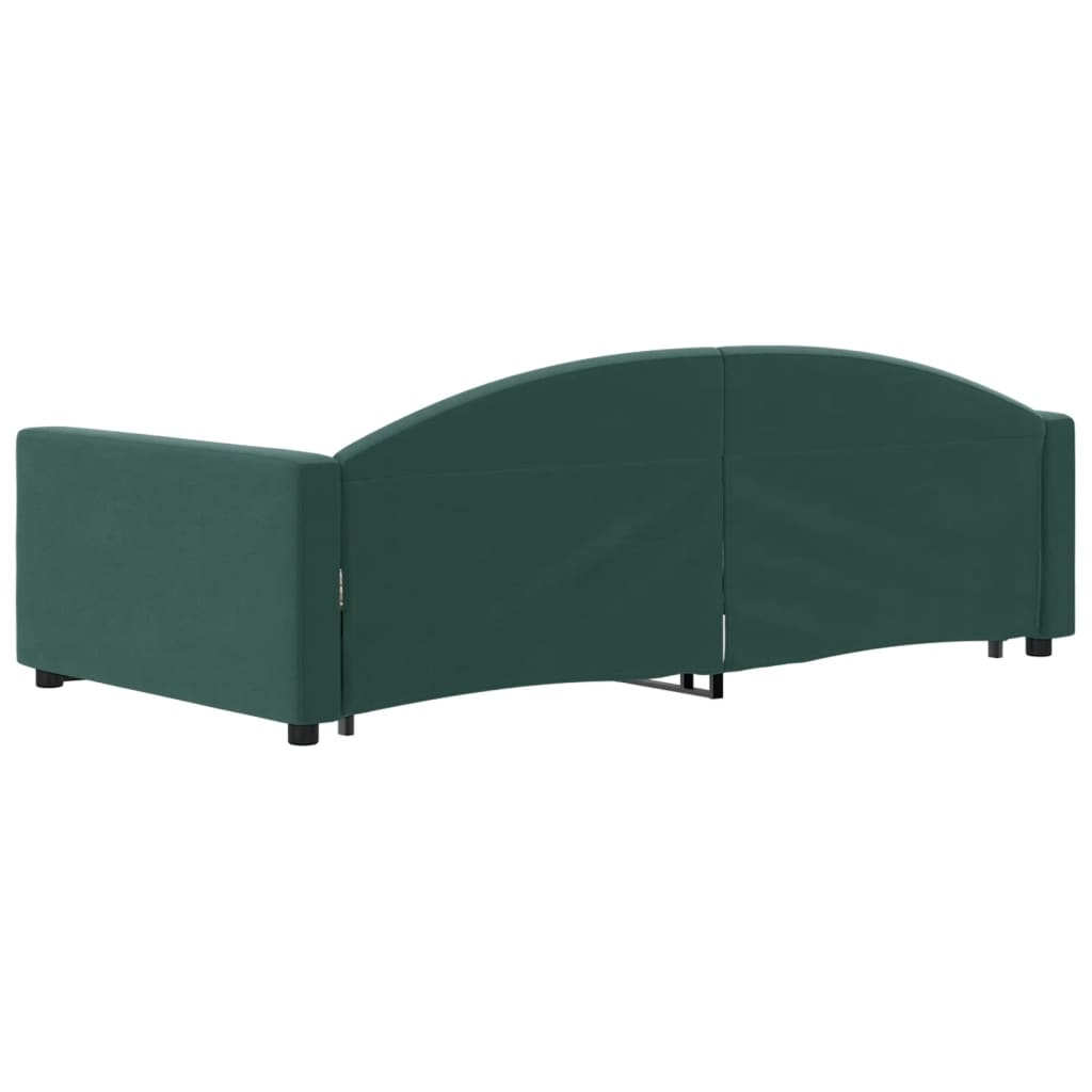 daybed med udtræk 100x200 cm velour mørkegrøn