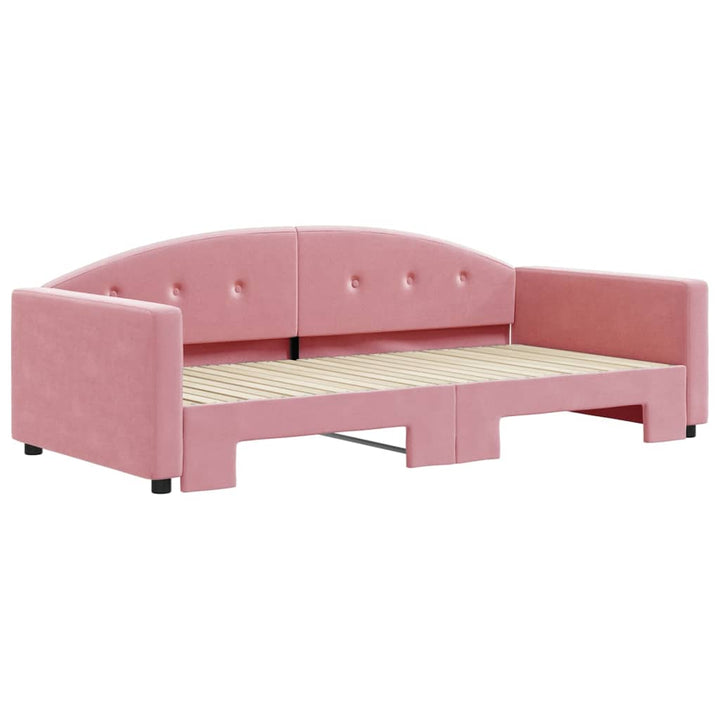 daybed med udtræk 100x200 cm velour lyserød