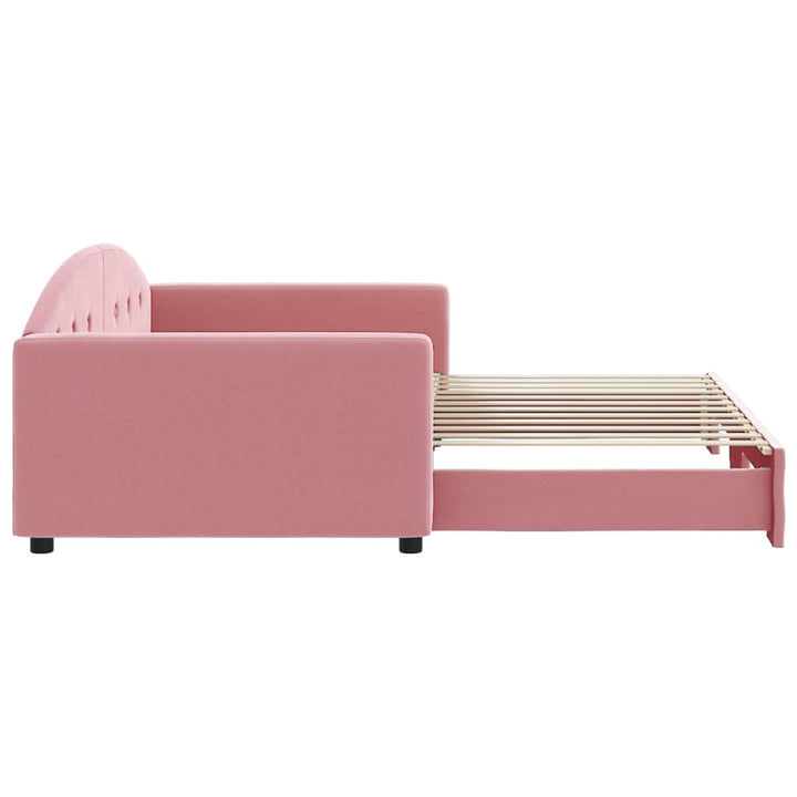 daybed med udtræk 100x200 cm velour lyserød