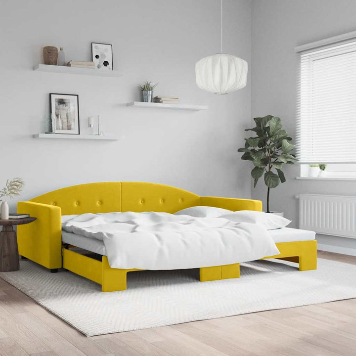 daybed med udtræk 100x200 cm velour gul