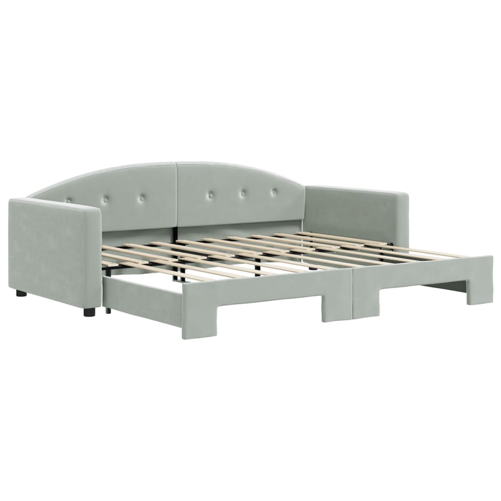 daybed med udtræk 90x190 cm velour lysegrå