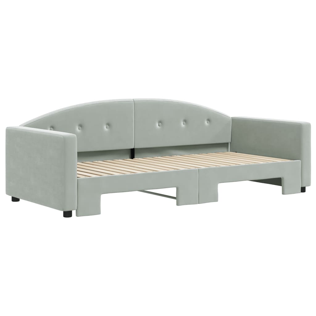 daybed med udtræk 90x190 cm velour lysegrå
