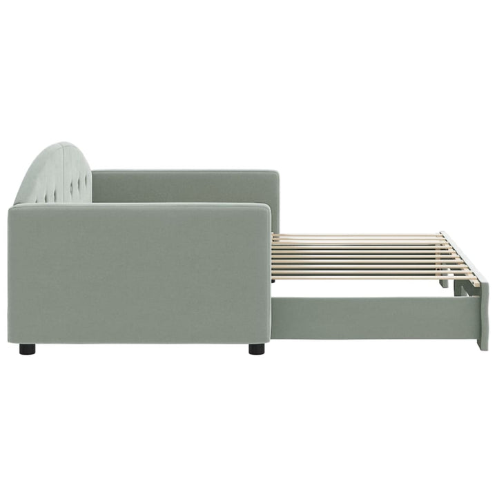 daybed med udtræk 90x190 cm velour lysegrå