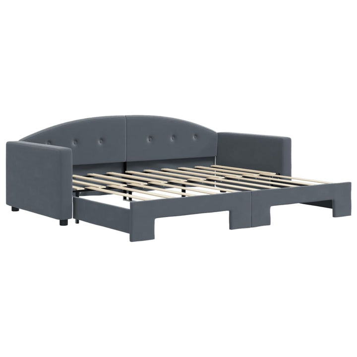 daybed med udtræk 90x190 cm velour mørkegrå