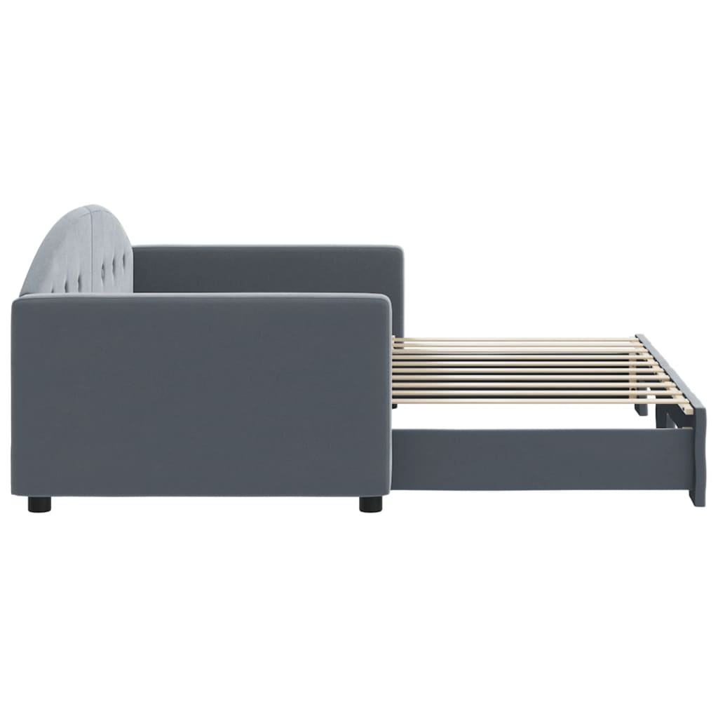 daybed med udtræk 90x190 cm velour mørkegrå