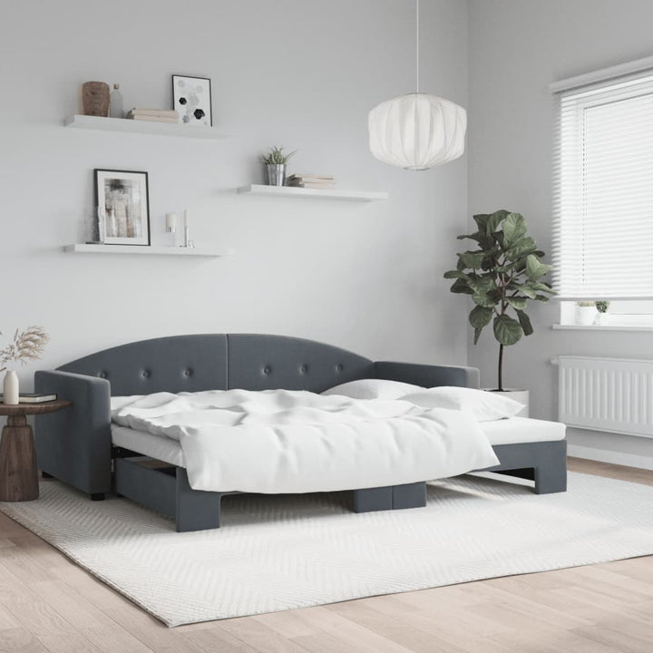 daybed med udtræk 90x190 cm velour mørkegrå