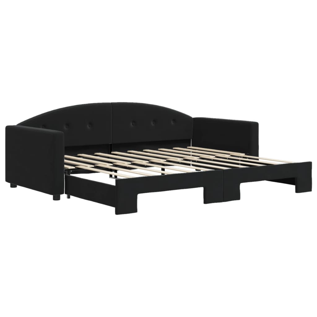 daybed med udtræk 90x190 cm velour sort