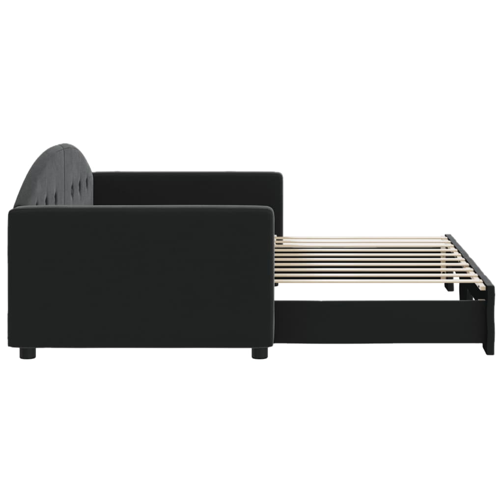daybed med udtræk 90x190 cm velour sort