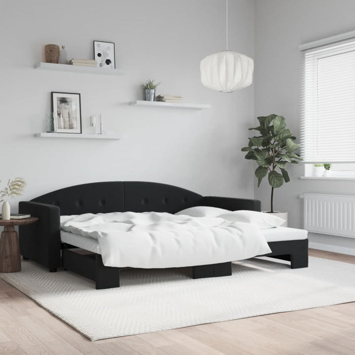 daybed med udtræk 90x190 cm velour sort