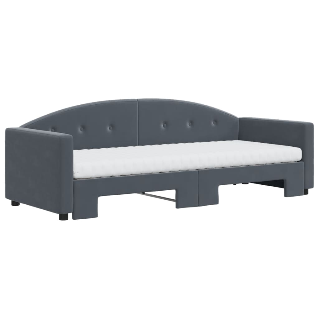 daybed med udtræk og madras 80x200 cm velour mørkegrå
