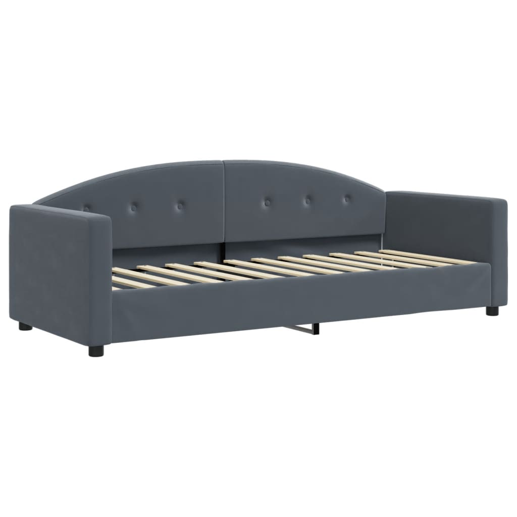 daybed med udtræk og madras 80x200 cm velour mørkegrå