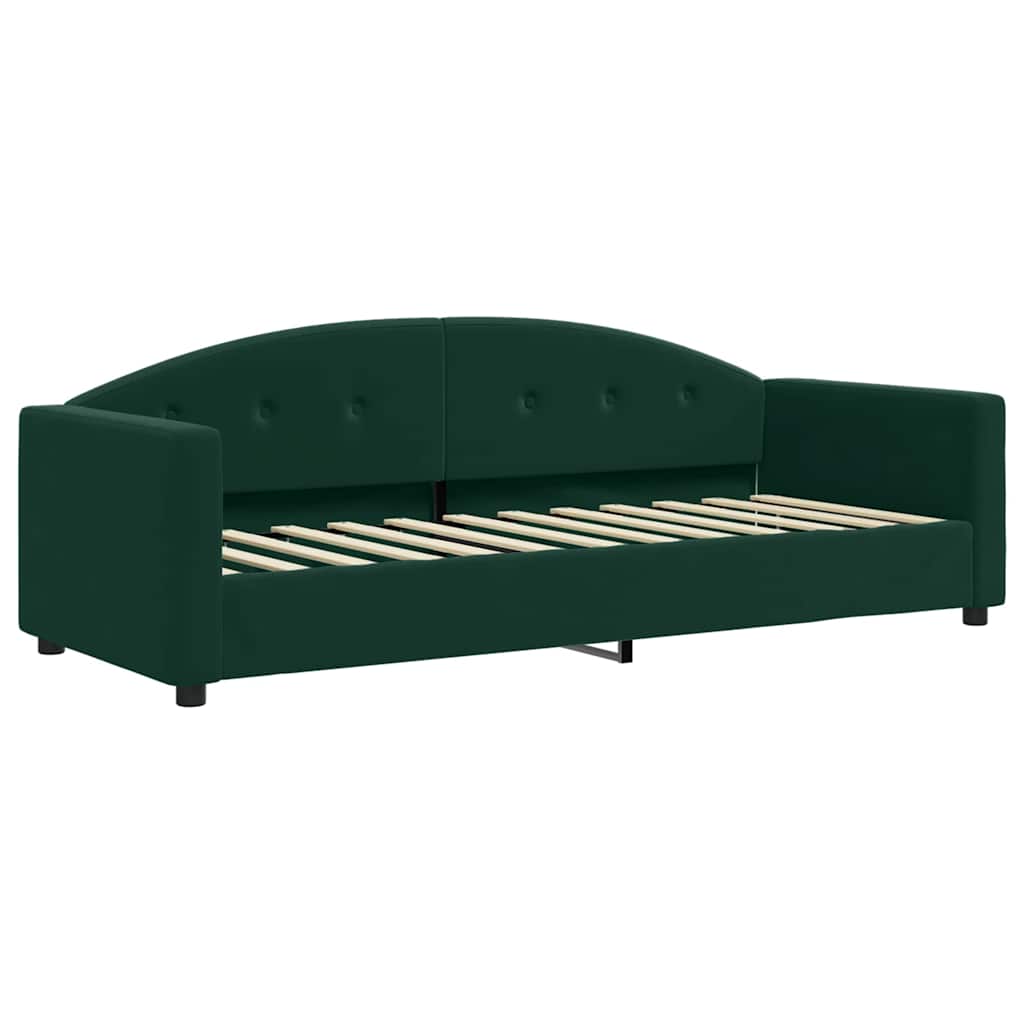 daybed med udtræk og madras 80x200 cm velour mørkegrøn