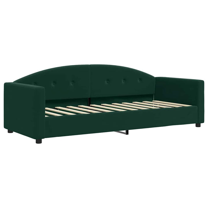 daybed med udtræk og madras 80x200 cm velour mørkegrøn