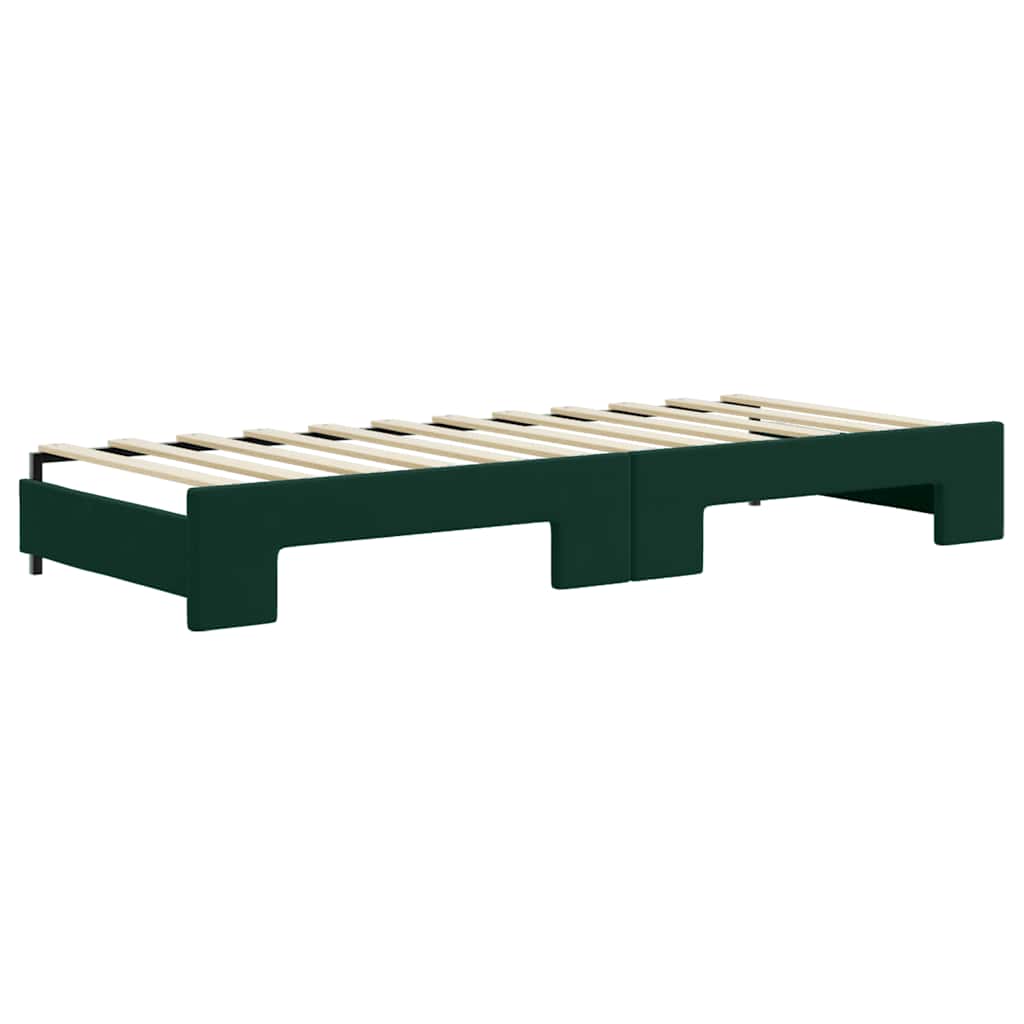 daybed med udtræk og madras 80x200 cm velour mørkegrøn
