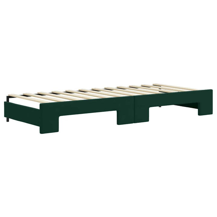 daybed med udtræk og madras 80x200 cm velour mørkegrøn
