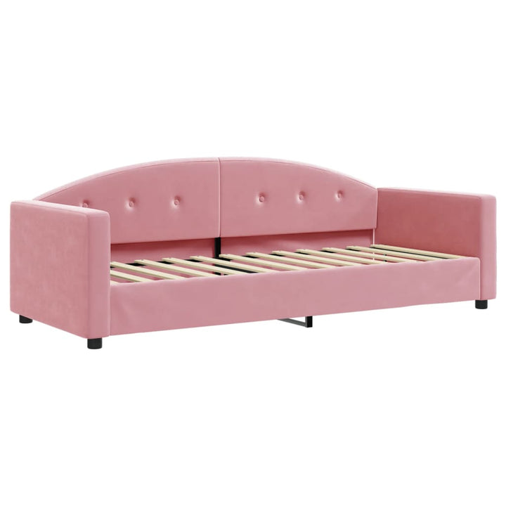 daybed med udtræk og madras 80x200 cm velour lyserød