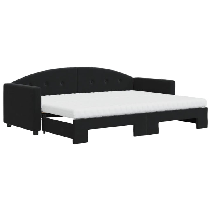 daybed med udtræk og madras 80x200 cm velour sort