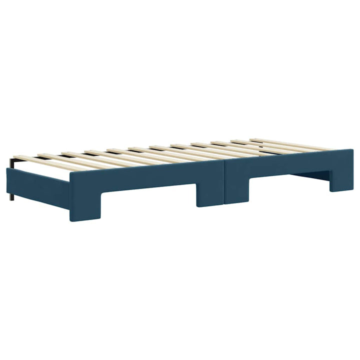 daybed med udtræk og madras 90x200 cm velour blå