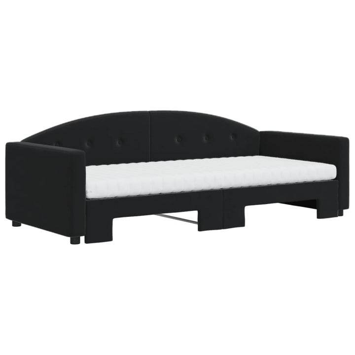 daybed med udtræk og madras 90x200 cm velour sort