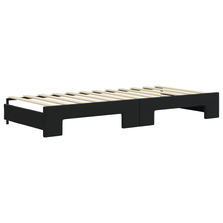 daybed med udtræk og madras 90x200 cm velour sort